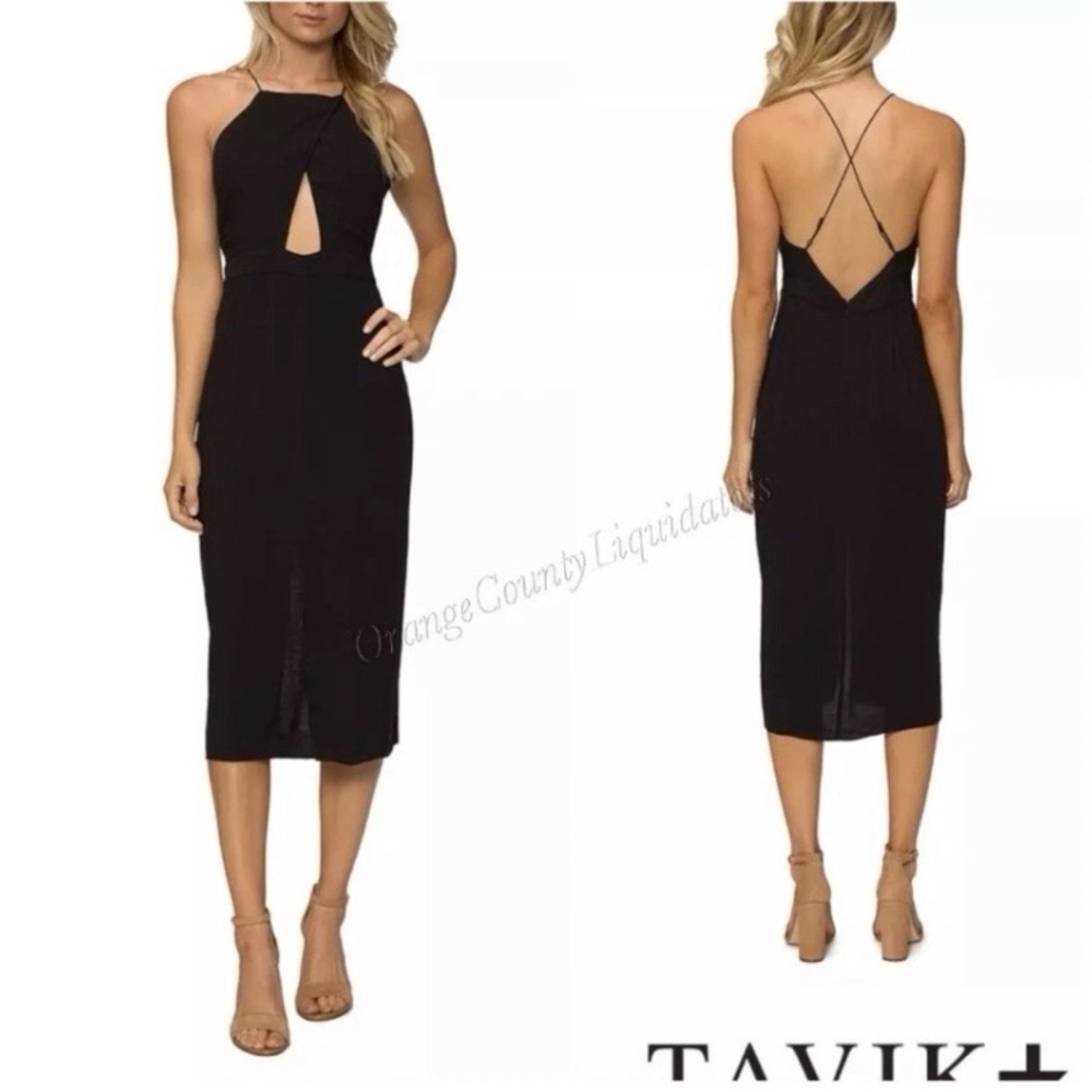 Black Keyhole Strappy Halter Dress